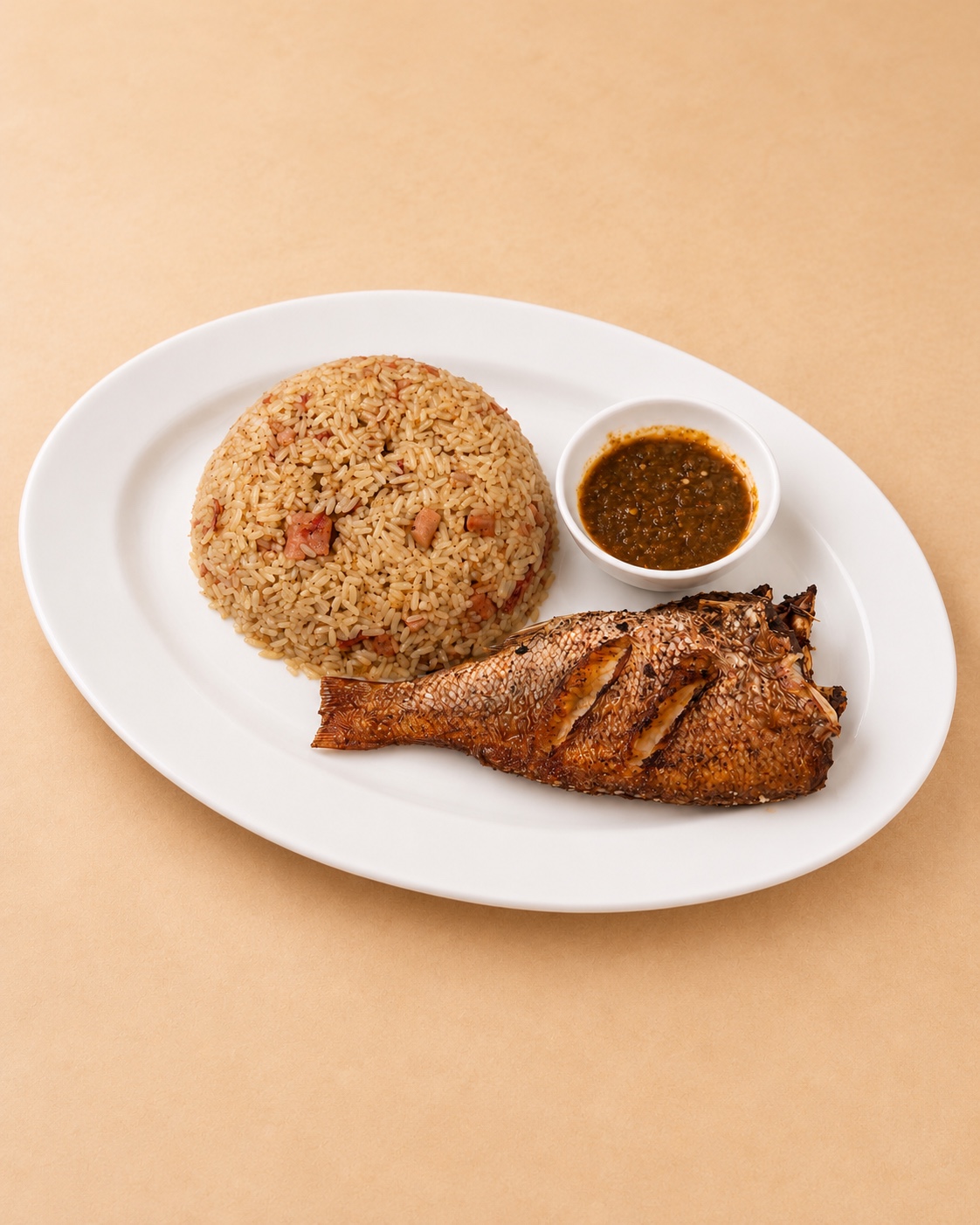 Dried Rice with Fried Fish at Calabash Lounge